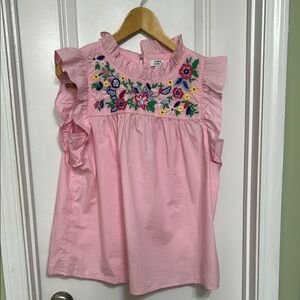 Pink Embroidered women’s Top crown & Ivy size large